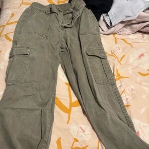 Green High Waisted Cargo Jeans